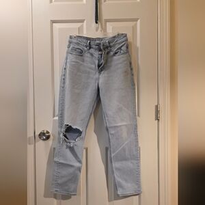 American Eagle Outfitters Light Blue Ripped Straight Leg Jeans